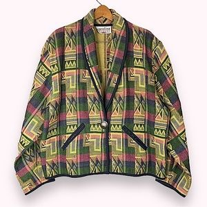 Vintage 1X Southwestern Tapestry Jacket Pink Pastel Coat Carolina Colours Plus